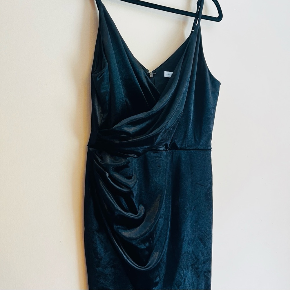 Gianni Bini Elegant Black Velvet Dress, Size 8, Draped, Wrap, Surplice